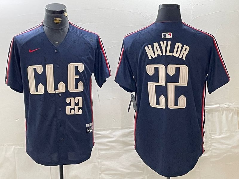 Men Cleveland Indians 22 Naylor Blue City Edition Nike 2024 MLB Jersey style 10